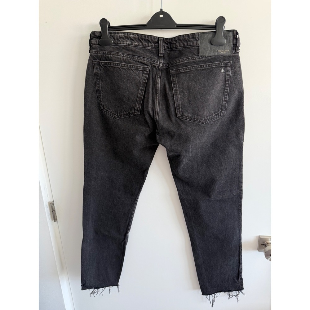 Rag & Bone Dre Low-Rise Slim Boyfriend Jeans Highland Black Raw Hem 29 - Picture 5 of 10